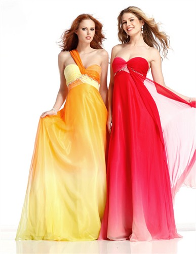 Pink Yellow And Orange Prom Dresses - Holiday Dresses