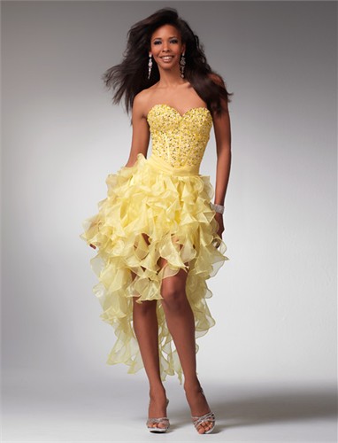 Clarisse prom dresses 1519 - Yellow short formal dress with ruffle ...
